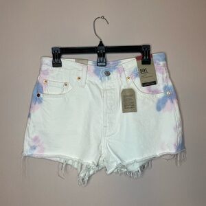 Levi’s 501 high waisted tie dye white NEW shorts 27